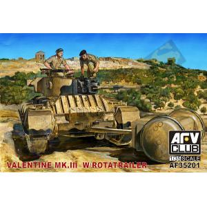 AFV CLUB 35201 1/35 WW II英國.陸軍 '華倫泰'MKIII全新砲塔坦克帶回轉輪油料拖車