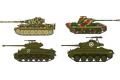 HASEGAWA 30035 1/72 WW II德國.陸軍 '老虎I'&'黑豹'坦克VS美國.陸軍 M4A3E8'謝爾曼'& M-24'霞飛'坦克(跨越萊茵河戰役)/限量生產