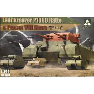 TAKOM 3001 1/144 WW II 德國.陸軍 P-1000計畫坦克與'鼠'坦克