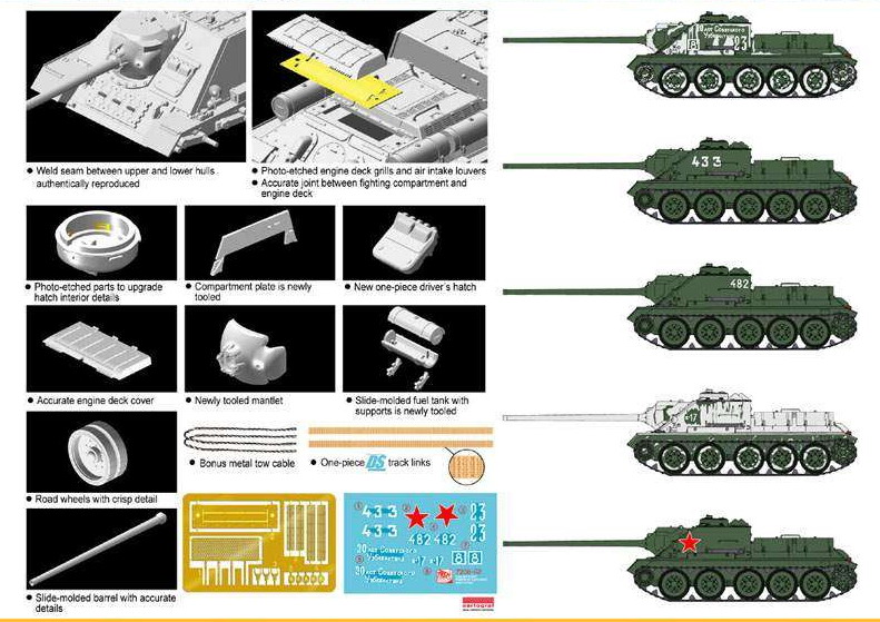 DRAGON 7208 1/72 WW II蘇聯.陸軍 SU-100'動物獵殺者'坦克殲擊車