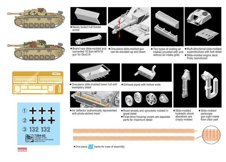 DRAGON 7284 1/72 WW II德國.陸軍 Stug.III三號G帶10.5公分砲突擊砲