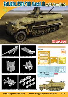 DRAGON 7314 1/72 WW II德國.陸軍 Sd.Kfz.251/1型帶pak-37mm半履帶偵蒐甲車