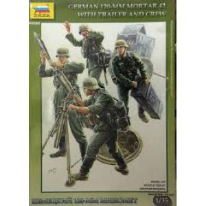 ZVEZDA 3583 1/35 WW II德國.陸軍 120mm迫擊砲與拖車和人物@@