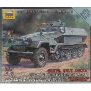 ZVEZDA 6127 1/100 WW II德國陸軍 Sd.Kfz.251/1 Ausf.B半履帶運兵車/免膠水黏合.卡緊式模型