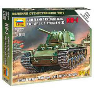 ZVEZDA 6190 1/100 WW  II蘇聯.陸軍 1941年型帶F-32炮KV-1坦克/免膠水黏合.卡緊式模型