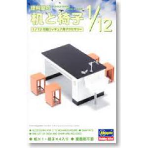 HASEGAWA 62004-FA-04 1/12 實驗室桌子與椅子/免膠水黏合