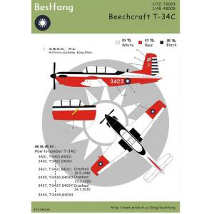 BESTFONG 48005 1/48 台灣.空軍 T-34C'教師'教練機適用水貼紙