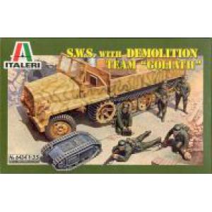 ITALERI 6434 1/35 WW II德國.陸軍 S.W.S '騾馬'半履帶車帶'哥利亞'遙控炸彈操作小組
