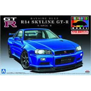 AOSHIMA 008591 1/24 日產汽車 R-34 GT-R VSPEC II'天際線'轎跑車/塗裝完成品.寶藍色