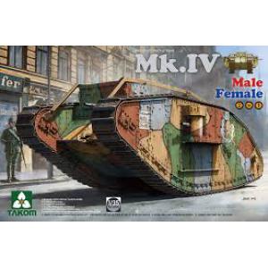 TAKOM 2076 WW I英國.陸軍 馬克IV坦克/雄性雌性2合1