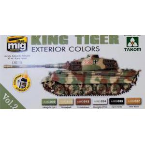 A.MIG 7166 WW II德國.陸軍 Sd.Kfz.182'虎王'坦克後期外部用色套組 KING TIGER EXTERIOR COLORS