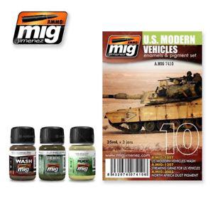 A.MIG-7410 現代美軍 車輛琺瑯漆&舊化塗料組 US MODERN VEHICLES ENAMEL & PIGMENTS SET