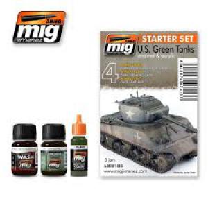 A.MIG-7413 起始套組--WW II美國.陸軍 坦克適用軍綠色 STARTER SET--U.S GREEN TANKS