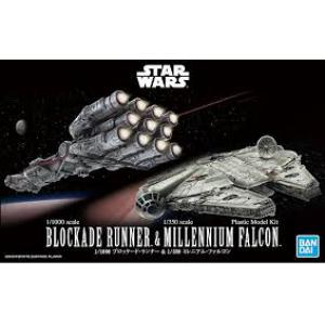BANDAI 5055363 1/350.1000 星際大戰系列--曙光乍現.封鎖突圍者&千年鷹號   1/1000 BLOCKADE RUNNER & 1/350 MILLENNIUM FALCON