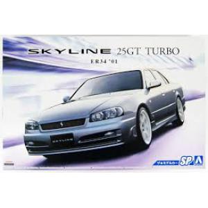AOSHIMA 055960 1/24 日產汽車 ER-34'天際線/SKYLINE'25GT 渦輪增壓轎跑車/2001年帶VOLK RACING公司 TE37 19吋輪框式樣