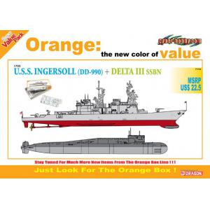 DRAGON 7114 1/700 超值包--美國.海軍DD-990'斯普魯恩斯'級'英格索爾'驅逐艦+蘇聯海軍'德爾塔'潛水艇