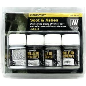 VALLEJO 73.193 色粉/PIGMENT SET--媒煙&灰燼 SOOT/ASHES