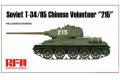 團購.RFM/麥田 RM-5059 1/35 中國.人民解放軍 T-34/85坦克/韓戰.義勇軍215號車式樣