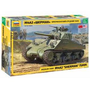ZVEZDA 3702 1/35 WW II美國.陸軍 M-4A2'謝爾曼'帶75mm炮中型坦克