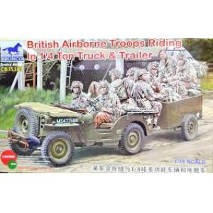 預先訂貨--BRONCO CB-35169 1/35 WW II英國.陸軍 傘兵人物組與1/4噸吉普車帶尾車