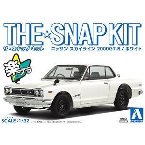 AOSHIMA 058831-09-B 1/32 日產汽車 2000GT-R轎跑車/白色/免黏合免塗裝,卡緊/SNAP系列