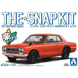 AOSHIMA 058848-09-C 1/32 日產汽車 2000GT-R轎跑車/紅色/免黏合免塗裝,卡緊/SNAP系列