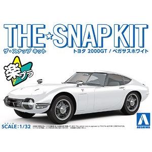 AOSHIMA 05627-05-A 1/32 豐田汽車 2000GT轎跑車/白色/免黏合免塗裝,卡緊/SNAP系列