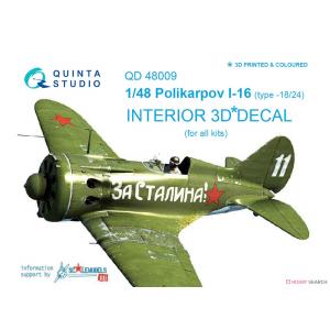 團購.QUINTA STUDIO QD48009 1/48 WW II蘇聯.空軍 波里卡波夫公司 I-16 18/24型戰鬥機適用立體彩色貼紙