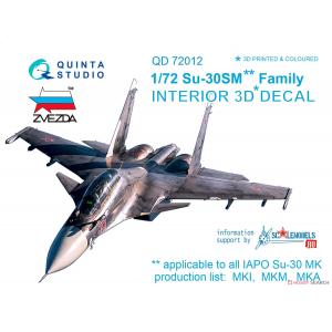 團購 QUINTA STUDIO QD72012 1/72 俄羅斯.空軍 蘇愷公司SU-30SM'側衛'戰鬥教練機適用立體水貼紙