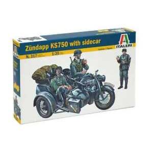 ITALERI 317 1/35 德國二戰軍用機車與邊車Zündapp KS750