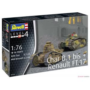 REVELL 03278 1/76 二戰法國 B1重型戰車 + 雷諾FT-17坦克 Char B.1 bis & Renault FT.17