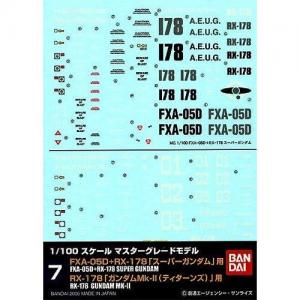 BANDAI MG 1/100 FXA-05D / RX-178 Super & Mk2 專用水貼