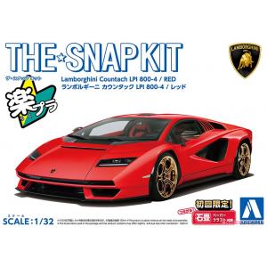 AOSHIMA 19-B 1/32 藍寶堅尼 Countach LPI 800-4/紅色/免塗裝免膠水黏合,卡緊SNAP模型