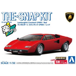 AOSHIMA 20-A 1/32 藍寶堅尼 Countach LP400/紅色/免塗裝免膠水黏合,卡緊SNAP模型