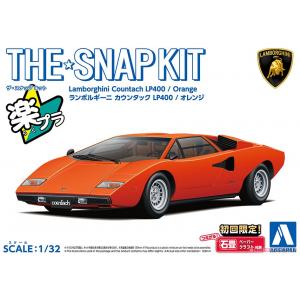 AOSHIMA 20-C 1/32 藍寶堅尼 Countach LP400/橘色/免塗裝免膠水黏合,卡緊SNAP模型